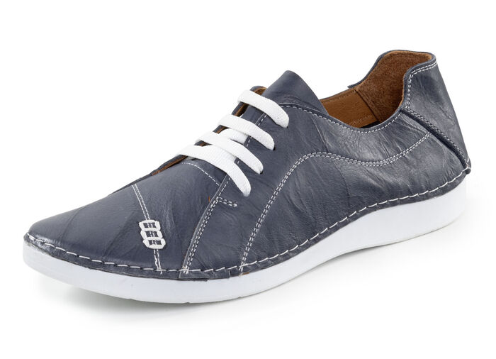 ELENA EDEN snörsko med skrynklig struktur och dekorativa sömmar MARIN