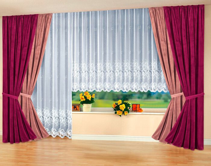 Blomsterfönstergardin med universellt skenband 