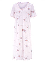 Nattlinne, kort ärm med V-ringning DELIKAT PERSIKA FÄRGRIK