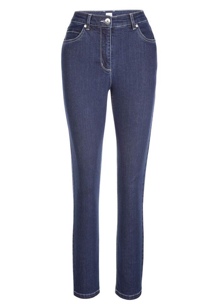 Jeans i 5-ficksmodell MÖRKBLÅ