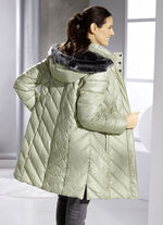 Kort dunjacka med avtagbar huva VASSGRÖN