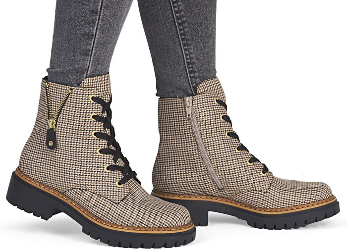 Rieker, trendiga damst&ouml;vlar, vinterskor, med dragkedja BEIGE-SVART