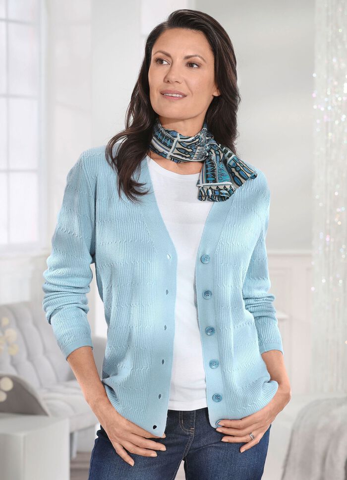 Kofta gjord av ny ull (merinoull) LJUSBLÅ