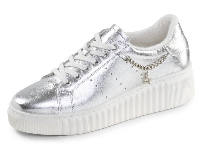 ELENA EDEN, snygga damsneakers, vidd G, uttagbar fotbädd SILVER