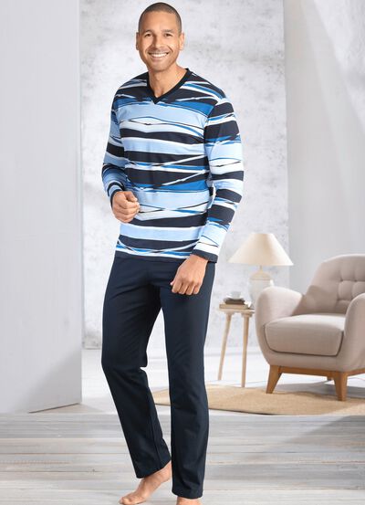 V-ringad pyjamas med &ouml;ppna manschetter 