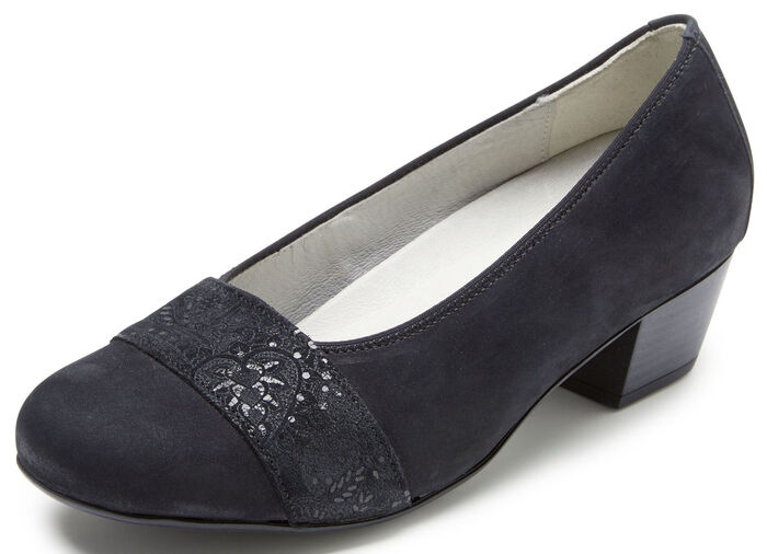 Waldläufer, bekväma dampumps, vidd K, med uttagbar fotbädd SVART-VITT