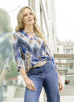 Skjorta med heltäckande tryck i 2 färger BLAU-CAMEL-EISBLAU