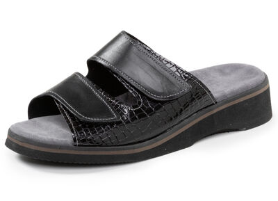 Bekväma damslippers, bredd K, med kardborreband 