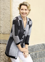 Kofta med strukturerat mönster SVART-ECRU