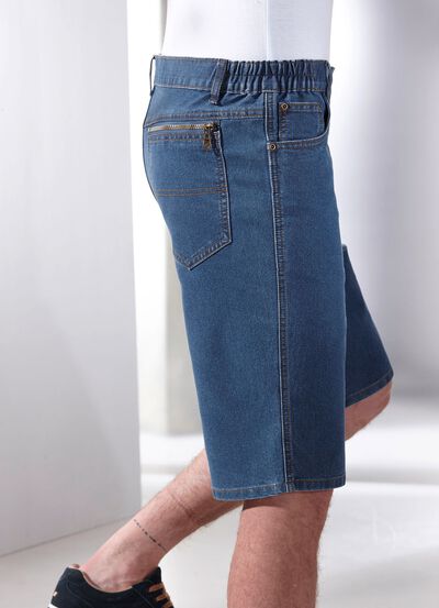Denim bermudashorts med stretch i midjan i 3 f&auml;rger 