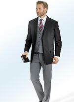 Kostym med v&auml;ndbar v&auml;st och tv&aring; byxor SVART-SILVER GR&Aring;