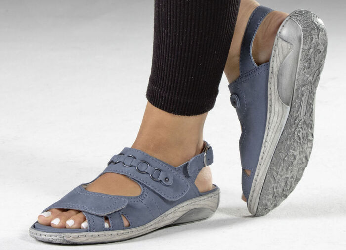 Ranger-sandal tillverkad av bästa nubuckläder JEANS BLÅ