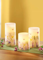 LED &auml;kta vaxljus, set om 3, med fj&auml;rrkontroll 