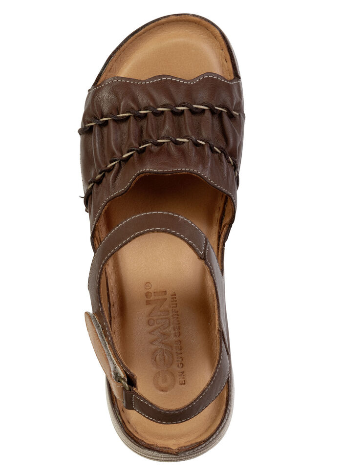 Gemini, lätta damsandaler, bredd G, tillverkade av läder BRAUN