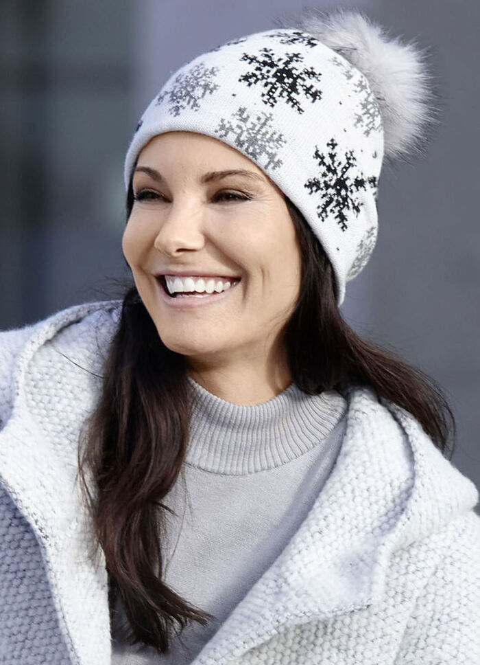 Trendig damhatt med snöflingemotiv VIT