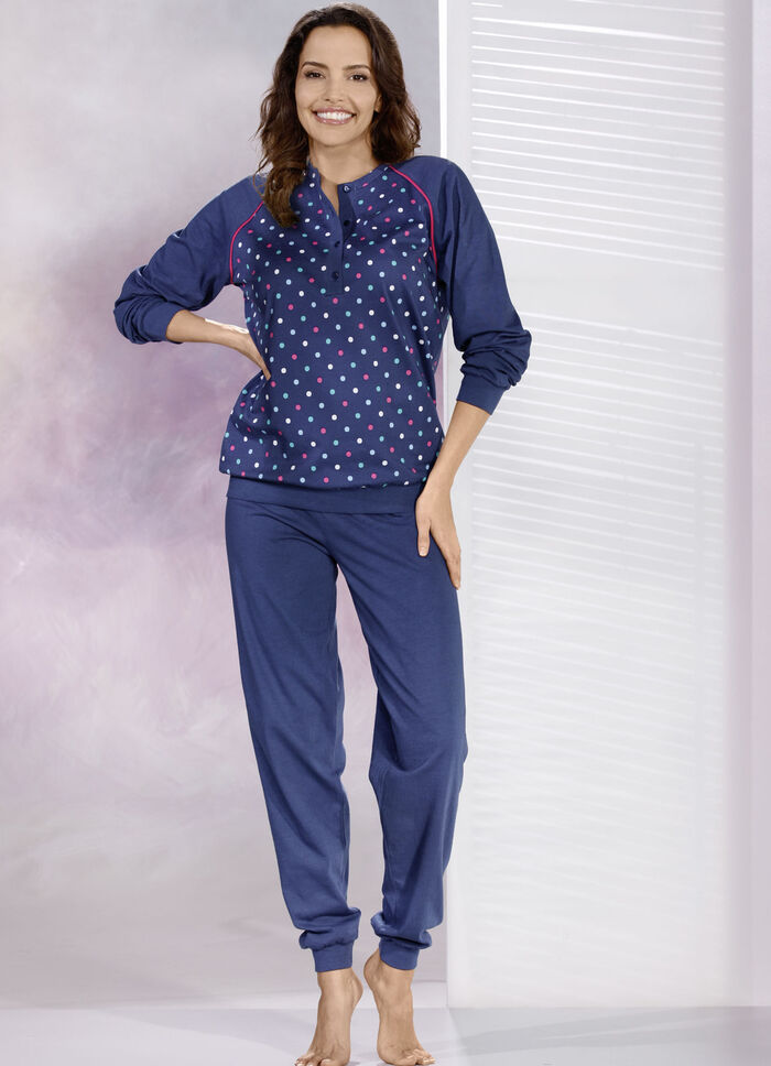 Tvåpack pyjamas med prickmönster och muddar, 
