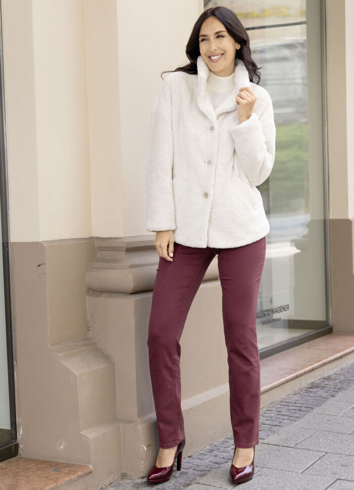 Jacka tillverkad av gosig mjuk plysch 