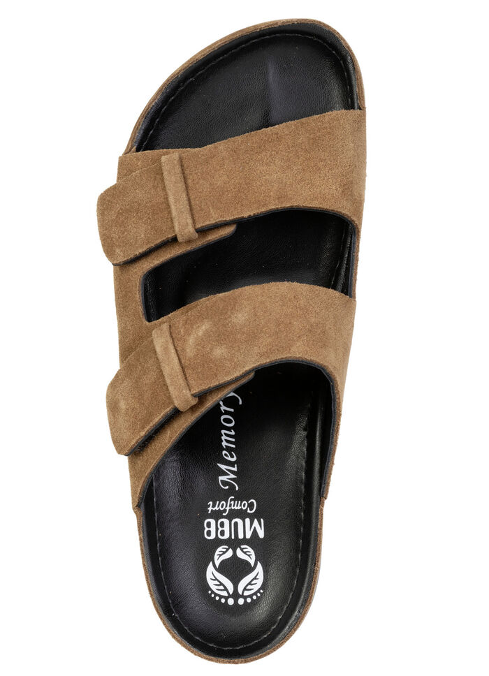 Mubb, klassiska herrsliplockar, bredd H, tillverkade av läder COGNAC