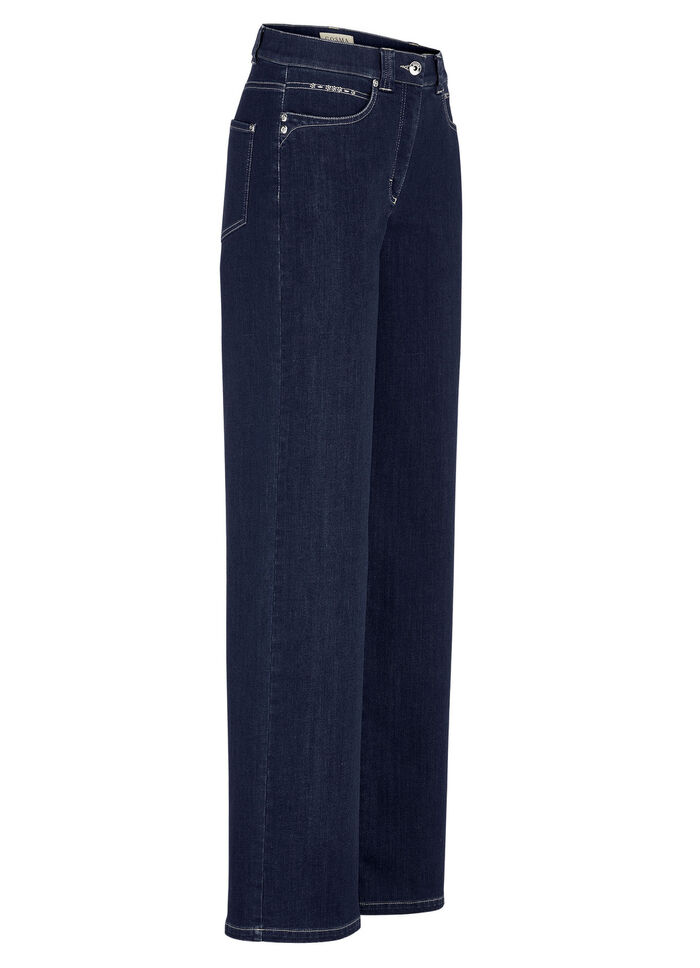Jeans med diskret strassdekoration DUNKELBLAU
