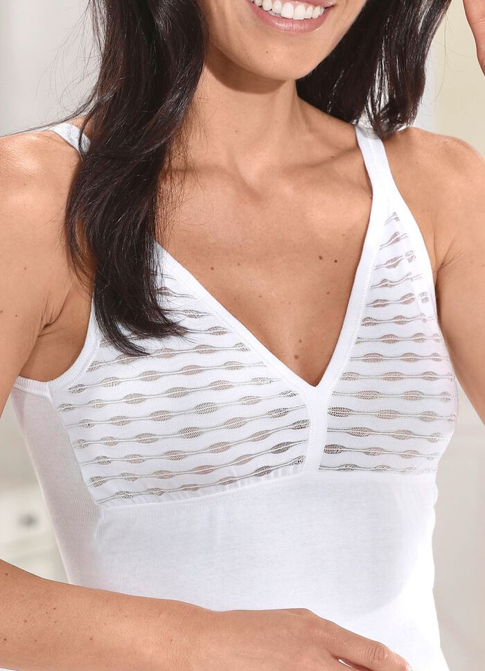 Tv&aring;pack BH-toppar med subtilt skimrande, genombruten design 