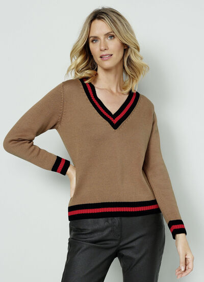 Pullover med kontrasterande ränder 