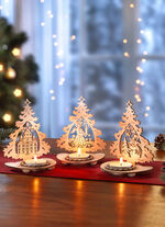 Värmeljushållare i trä, set om 3 