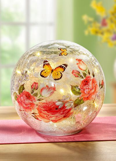 Glaskula med belysning 