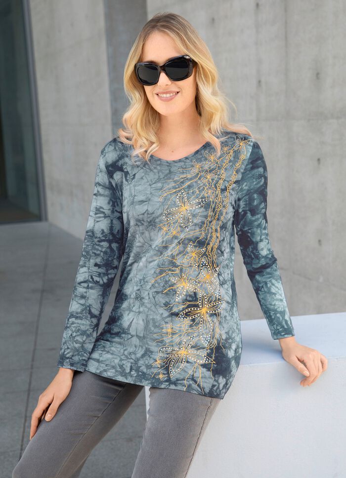 Intressant skjorta i batiklook i 3 f&auml;rger 