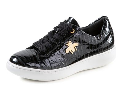 ELENA EDEN sneakers av lackl&auml;der med eleganta metallsmycken 