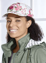 Trendig basebollkeps med exotiskt blomm&ouml;nster VIT-F&Auml;RGERIGT