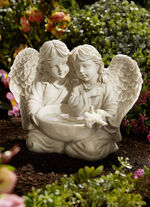 fågelbad ängelpar ANTIK VIT