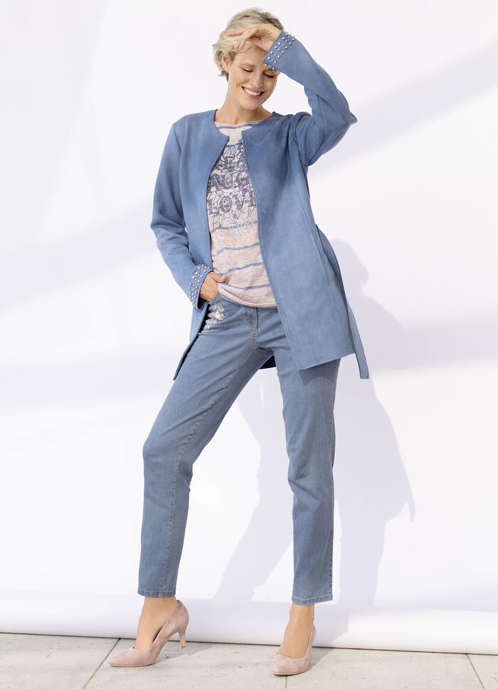 Jeans med blommiga broderier, 