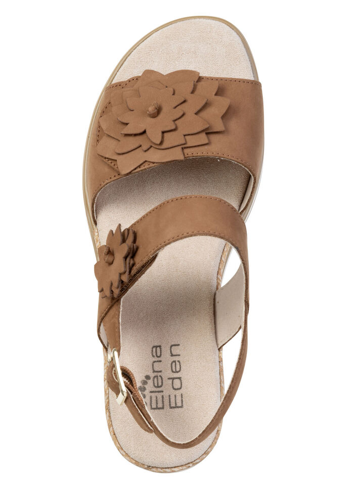 ELENA EDEN, l&auml;tta damsandaler, vidd G, med kardborreband COGNAC