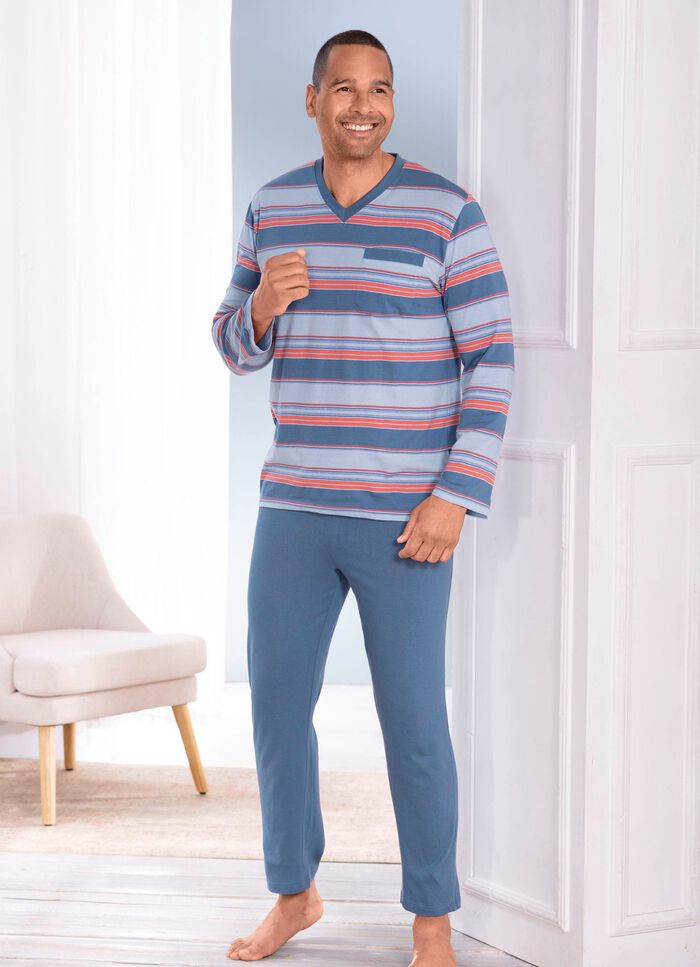 Tv&aring;pack pyjamas med v-ringning och br&ouml;stficka 