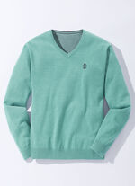 Moderiktig V-ringad tröja i 6 färger METALLAD TURKOS