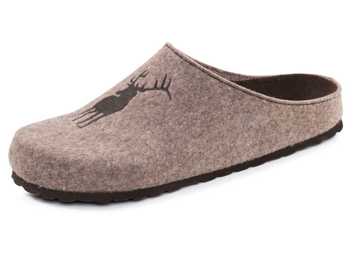 GINO GALANTE, trendiga herrtofflor, bredd H, med hjortbroderi SAND