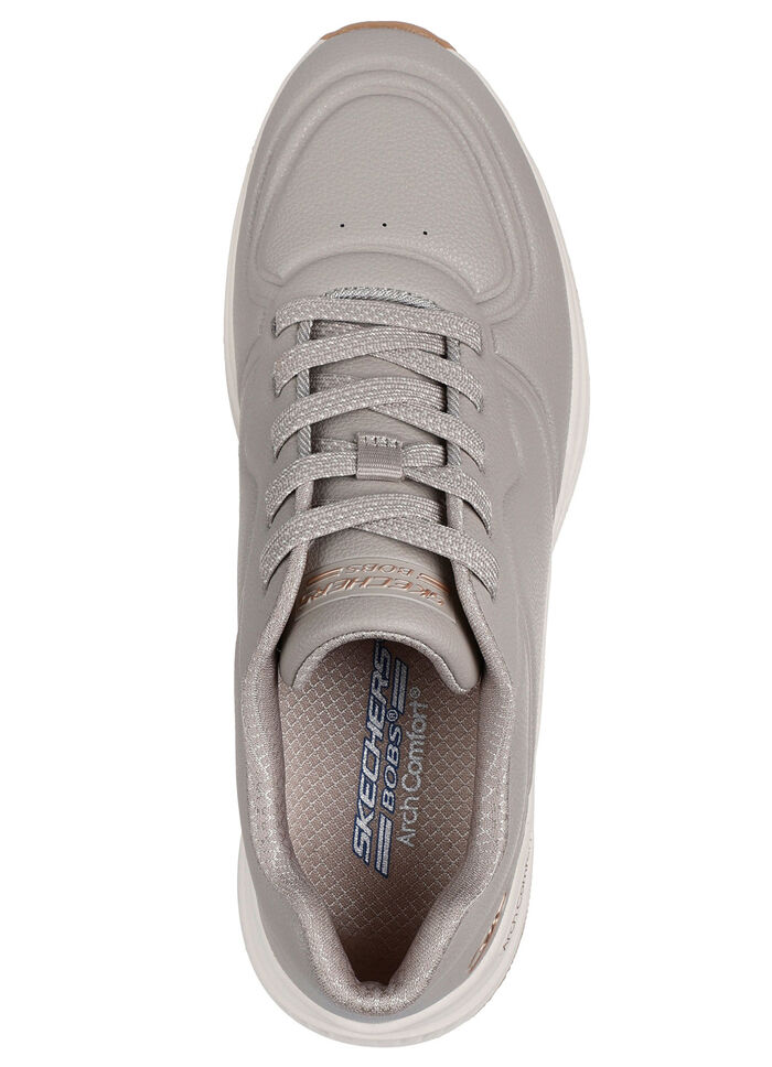 SKECHERS, sportiga damsneakers med snörning TAUPE