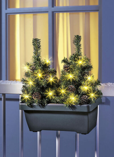 Balkonglåda med LED-träd 