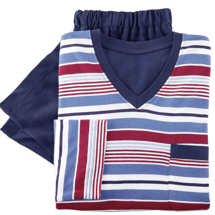 Tvåpack pyjamas med v-ringning och öppna fållar, 
