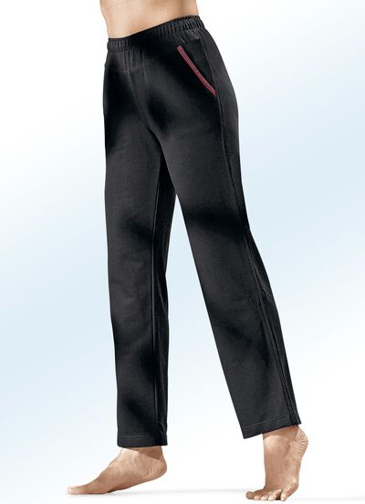 Byxor med dekorativt band broderat i blank tråd 