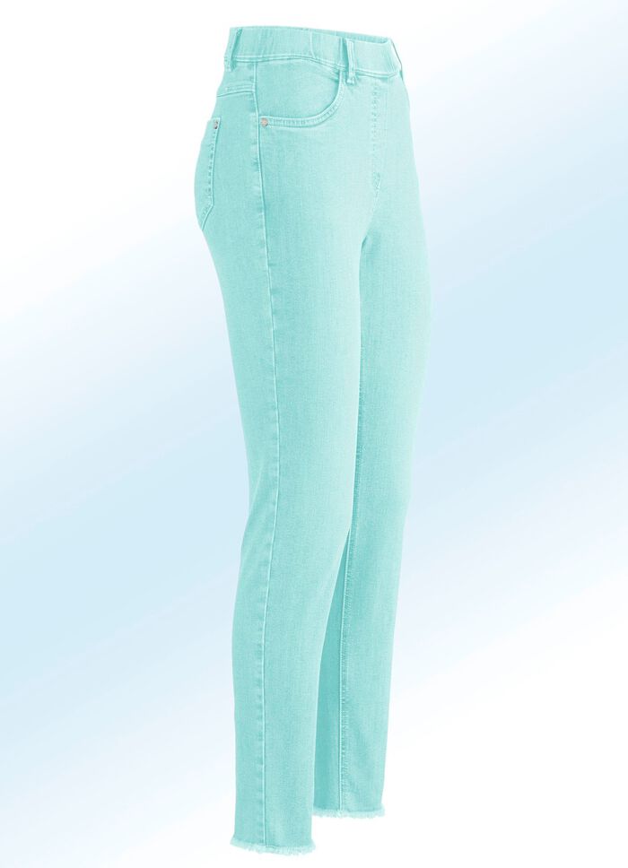 Magiska jeans med trendig fransf&aring;ll 