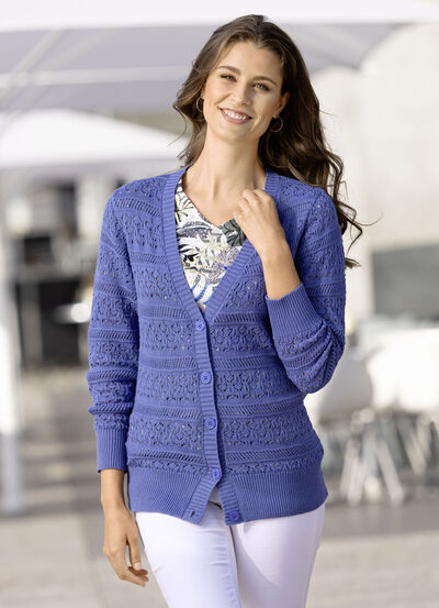 Cardigan i en mix av mönster, , large