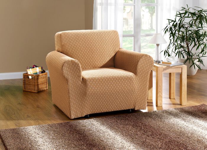 Stretch&ouml;verdrag med vacker struktur BEIGE