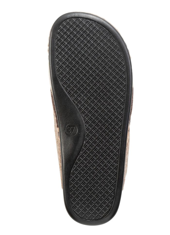 Laurina toffel av filt och tryckt fuskp&auml;ls BEIGE