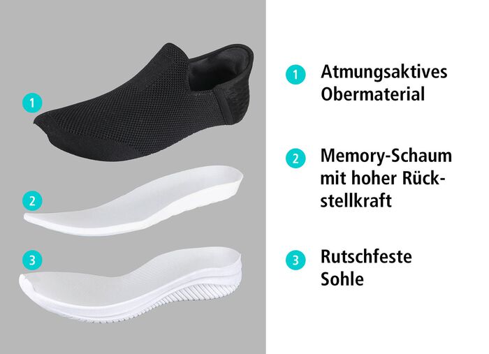Komfort glidande stretchsneaker i minnesskum 