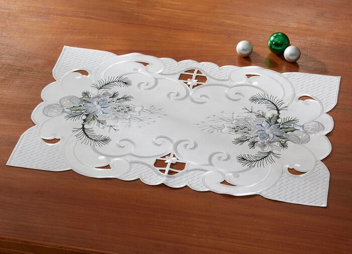 Broderad bords- och rumsdekoration 