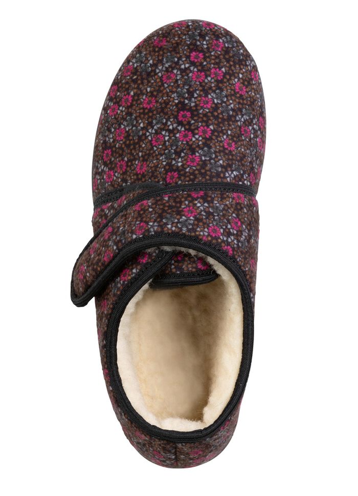 Varma damtofflor, bredd H, med kardborreband SVART-F&Auml;RGGLAD