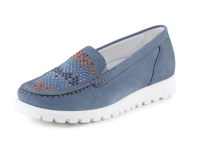 Waldläufer mockasin tofflor dekorerade med färgglada strass JEANS