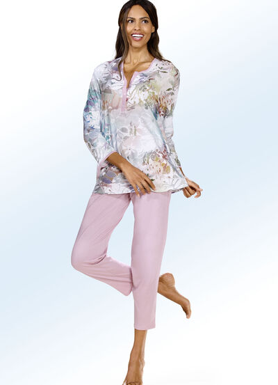 Långärmad pyjamas med 7/8-byxor 