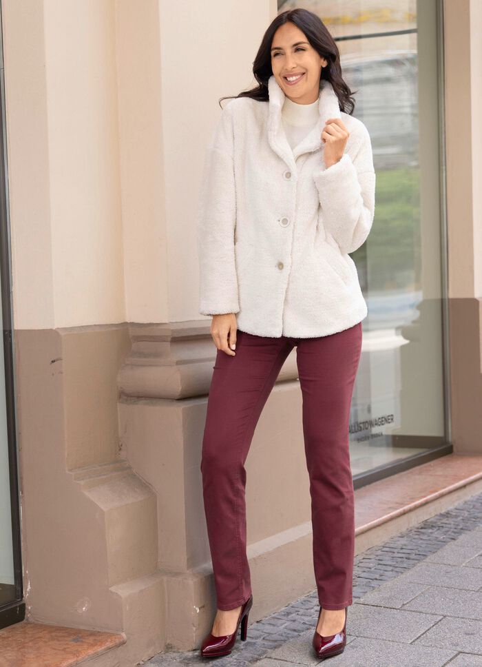 Jacka tillverkad av gosig mjuk plysch 